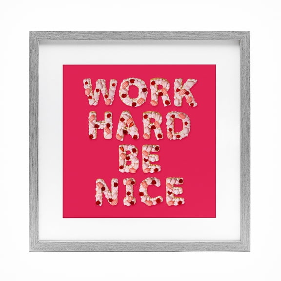 Stupell Industries Contemporary Work Hard Be Nice Gray Framed Print Under Glass, 16 x 16, by LISH Creative