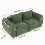 66.93″ Boneless Couch - Modular Cloud Couch Sectional Sofa with Deep Seat, No Assembly Required Memory Foam Comfy Couches for Living Room, Bedroom & Small Spaces, Upholstered Lounge Sofa (Green)