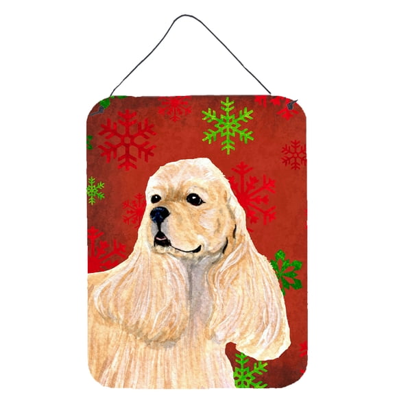 Buff Cocker Spaniel Red Green Snowflakes Christmas Wall or Door Hanging Prints