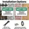 thumbnail image 3 of (2 Pack) First Aid Kit Located In Supervisor Office OSHA Safety First Sign 14 Inch X 10 Inch Indoor / Outdoor Rust-Free Aluminum Metal Signs for Workplace, Workshop, and Construction Site, 3 of 8