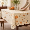 thumbnail image 3 of Cute Ghost Pumpkin Halloween Tablecloth, Floral Bow Printed Rectangular Scalloped Edge Decorative Table Cover for Diningroom Apartment Wedding, 3 of 7
