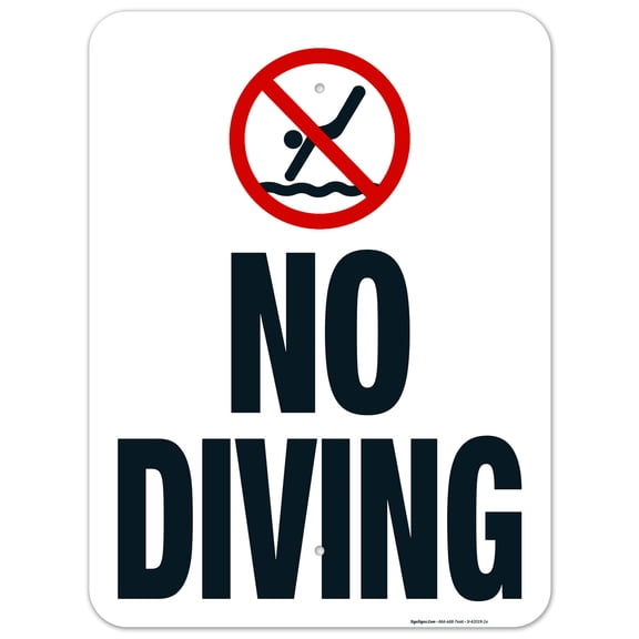 Indiana No Diving Sign, Complies With State Of Indiana Pool Safety Code, (SI-62187) 18x24 Aluminum