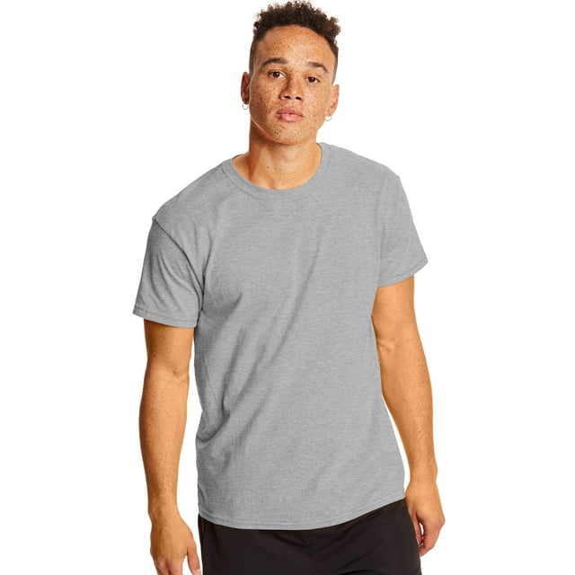 Hanes T-Shirt à Manches Courtes Col Rond X-Temp pour Hommes Lot de 2, L, Acier Clair