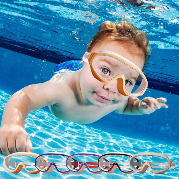 Viflosae Toddler Goggles Swim Goggles for Kids 3-6 Adult Swim Goggles Anti Fog UV Protection Adjustable Strap Comfortable Silicone Seal Leak Resistant Wide View Lenses for Pool