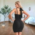 thumbnail image 4 of Women'S Bodycon Corset Mini Dresses Ruched Sleeveless Club Party Short Dress Black S, 4 of 9