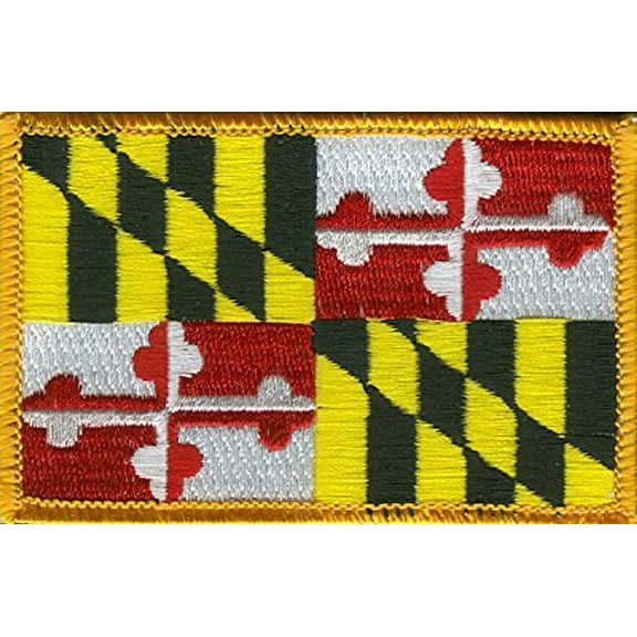 LOT OF 25!! Maryland Patch 3.50" x 2.25", State of Maryland Embroidered Iron On or Sew On Flag Patch Emblem