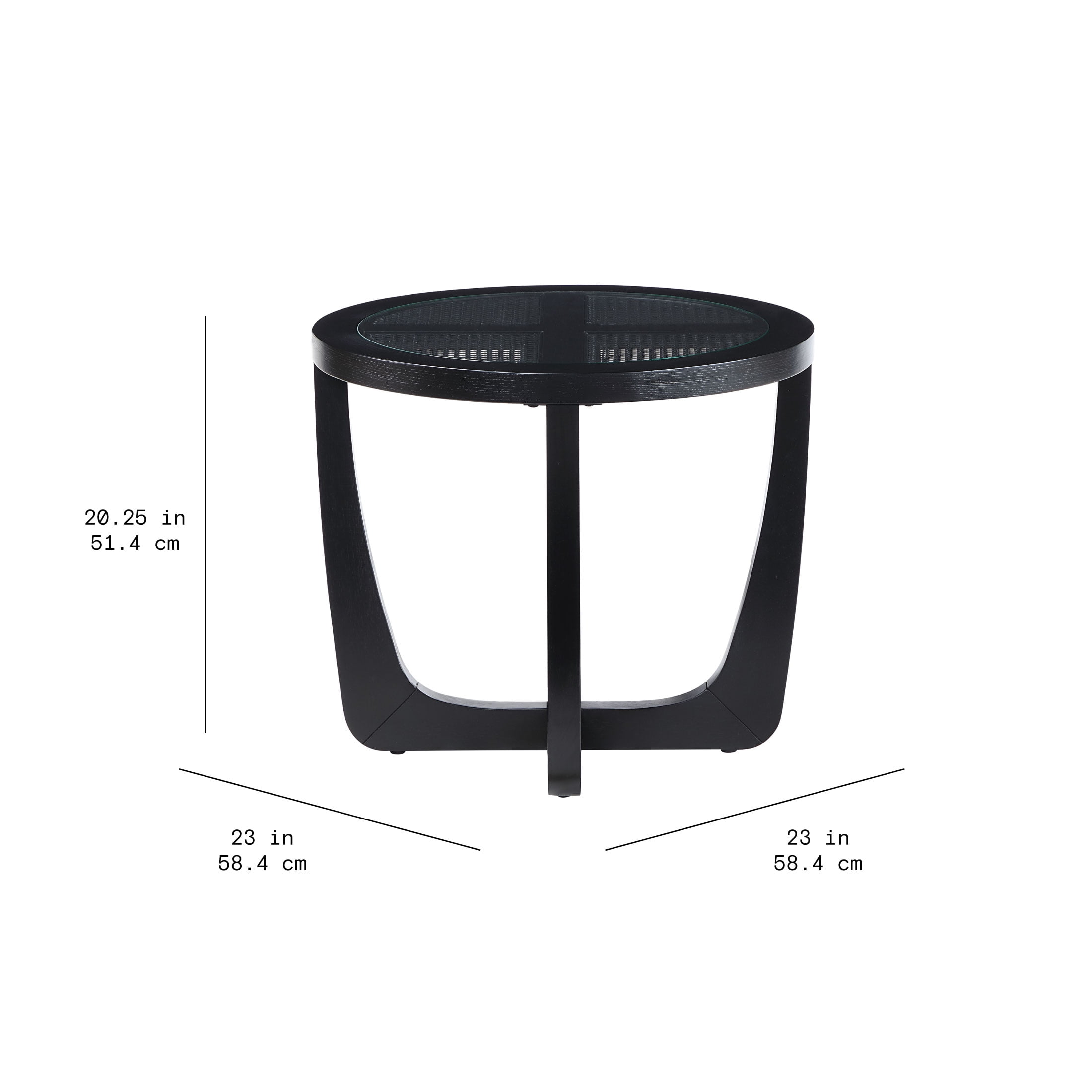 Beautiful Glass Rattan End Table, Black