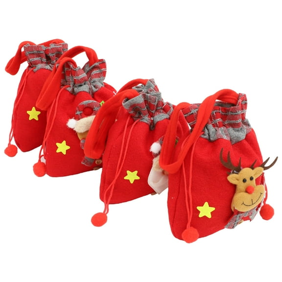 FUTUREORYY 4Pcs present Bags for Christmas Party Use Assorted Color Reusable Drawstring Closure Storage