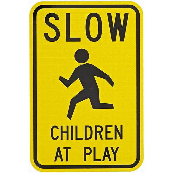 Slow Children at Play Tin Caution Signs 12x16