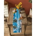 thumbnail image 5 of ERUNPONLY Summer Beach Coastal Table Runner - 60 Inch Long Blue Sea Ocean Landscape Hawaii Cotton and Linen Blended Dress Scarves Farmhouse Table Runner for Kitchen Dining, Coffee Table, 13"x60", 5 of 8