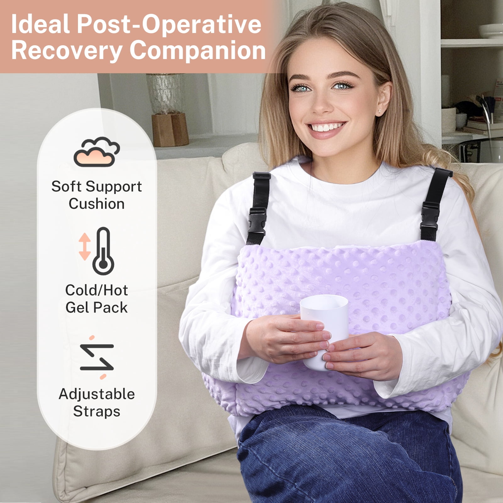 Lefeke Post Mastectomy Pillow - Post Surgery Pillow for Car, Breast Reduction & Augmentation Patients, Breast Pillow After Heart Surgery Pillow, Mastectomy Recovery Must Haves, Post Surgery Gift