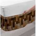 thumbnail image 2 of Chocolate Bed Skirt, Parquet Pattern in Wooden Style Geometric Design in Nature Inspired Art, Elastic Bedskirt Dust Ruffle Wrap Around for Bedding Decor, 4 Sizes, Beige Pale Brown, by Ambesonne, 2 of 2
