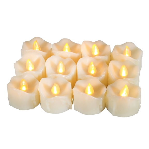 Candle Choice 12 PCS Realistic Flameless Candles with Timer, LED Tea Lights with Timer, Battery-operated LED Candles with Timer, Long Battery Life 200  Hours, Battery Included, with Drips