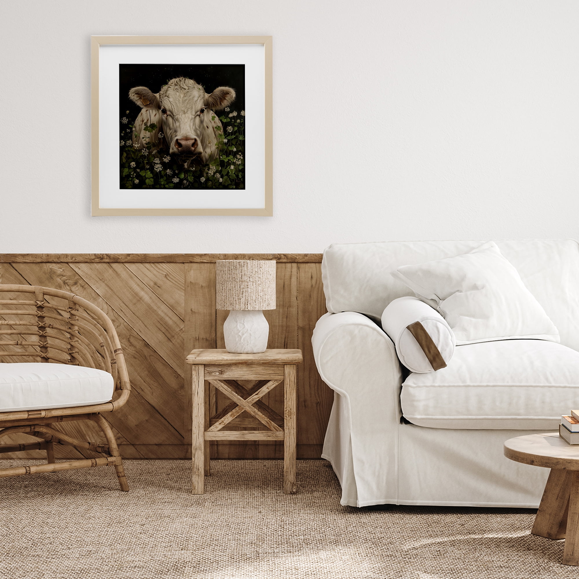 Stupell Industries Cow in the Green Meadow Birch Framed Print Under Glass, design by Creative Studio
