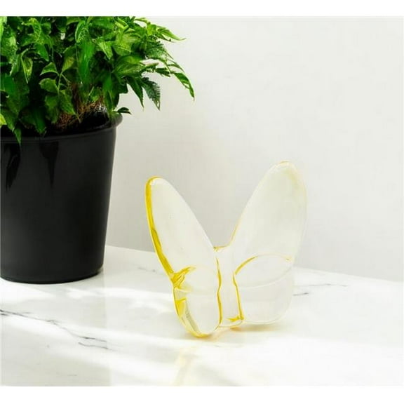 HomeRoots 554012 3 in. Light Yellow Crystal Butterfly Figurine Tabletop Sculpture