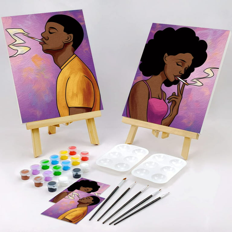  VOCHIC Sip and Paint Kit Pre Drawn Canvas Couples Painting  Party Kit with Outline Canvas for Adults Date Night Games for Couples to  Paint Flower Butterfly Girl Paint Art Set, 4