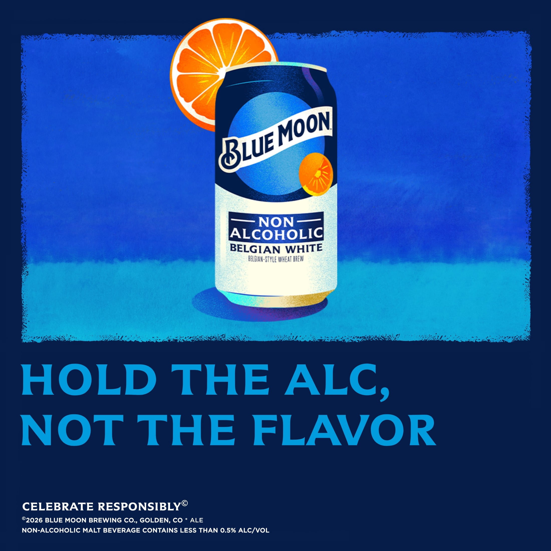 Blue Moon Non-Alcoholic Belgian White Craft, 6 Pack, 12 fl oz Aluminum Cans, 0.45% ABV