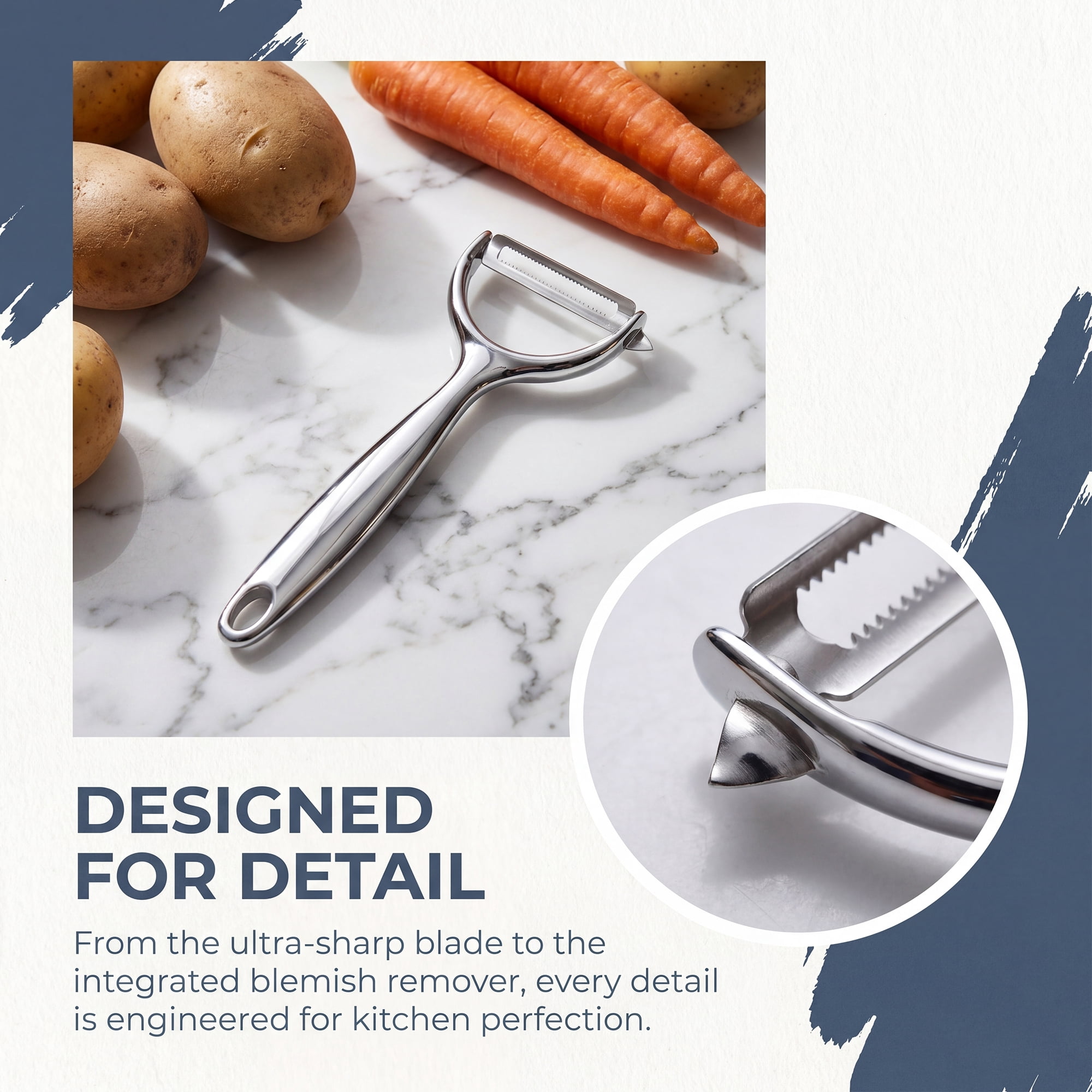 Unique Bargains Stainless Steel Y Vegetable Peeler with Handle Silver-Serrated 5.9x2.4 in