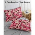 thumbnail image 2 of Valentine's Day King Pillow Cases Set of 2 - Microfiber Bed Throw Pillow Covers, Romantic Watercolor Love Pink Plaid Beige Decorative Lumbar Pillow Cover with Envelope Closure for Sofa/Travel 20"x36", 2 of 6
