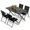 thumbnail image 2 of Costway 5 PCS Foldable Outdoor Dining Set,Large Rectangular Metal Table 4 Mesh Armchairs Black, 2 of 12