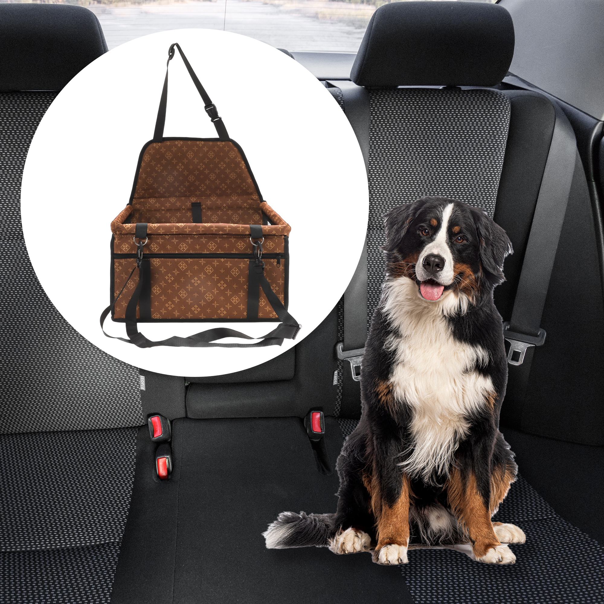 Unique Bargains Foldable Car Seat Cover for Pets Measuring 15.75x12.6x9.84" Brown