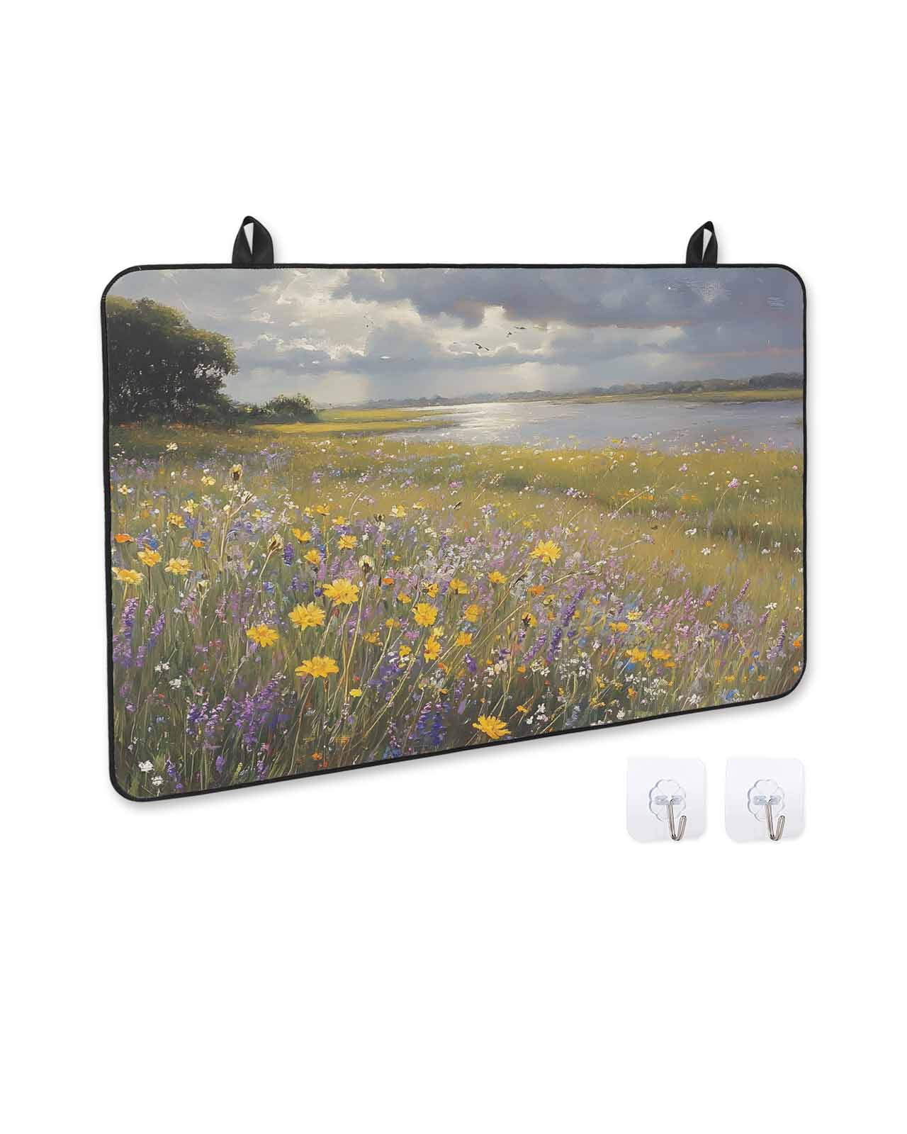 nqOlkjepod Large Induction Cooktop Protector Mat 36"x21", Spring Floral Stove Top Covers for Electric Stove, Modern Oil Painting Summer Botanical Pastoral Stove Burner Cover Mats Stove Cover