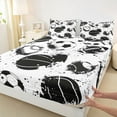 thumbnail image 3 of Feelyou Football Baseball Soccer Full Size Sheets, Ball Game Sports Bed Sheets, White Black Watercolor Sheet Sets, Ultra Soft Bedroom Decor, 4-Piece, 3 of 7