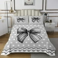 thumbnail image 1 of Erosebridal Grey Bow Coverlet Set King for Teens, Dreamy Princess Bedding Set, Geometry Decor, 1 of 5