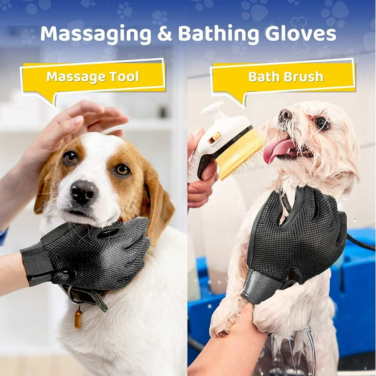 Upgrade Version Pet Grooming Glove Gentle Deshedding Brush Glove Efficient Pet Hair Remover Mitt Enhanced Five Finger Design Perfect for Dog