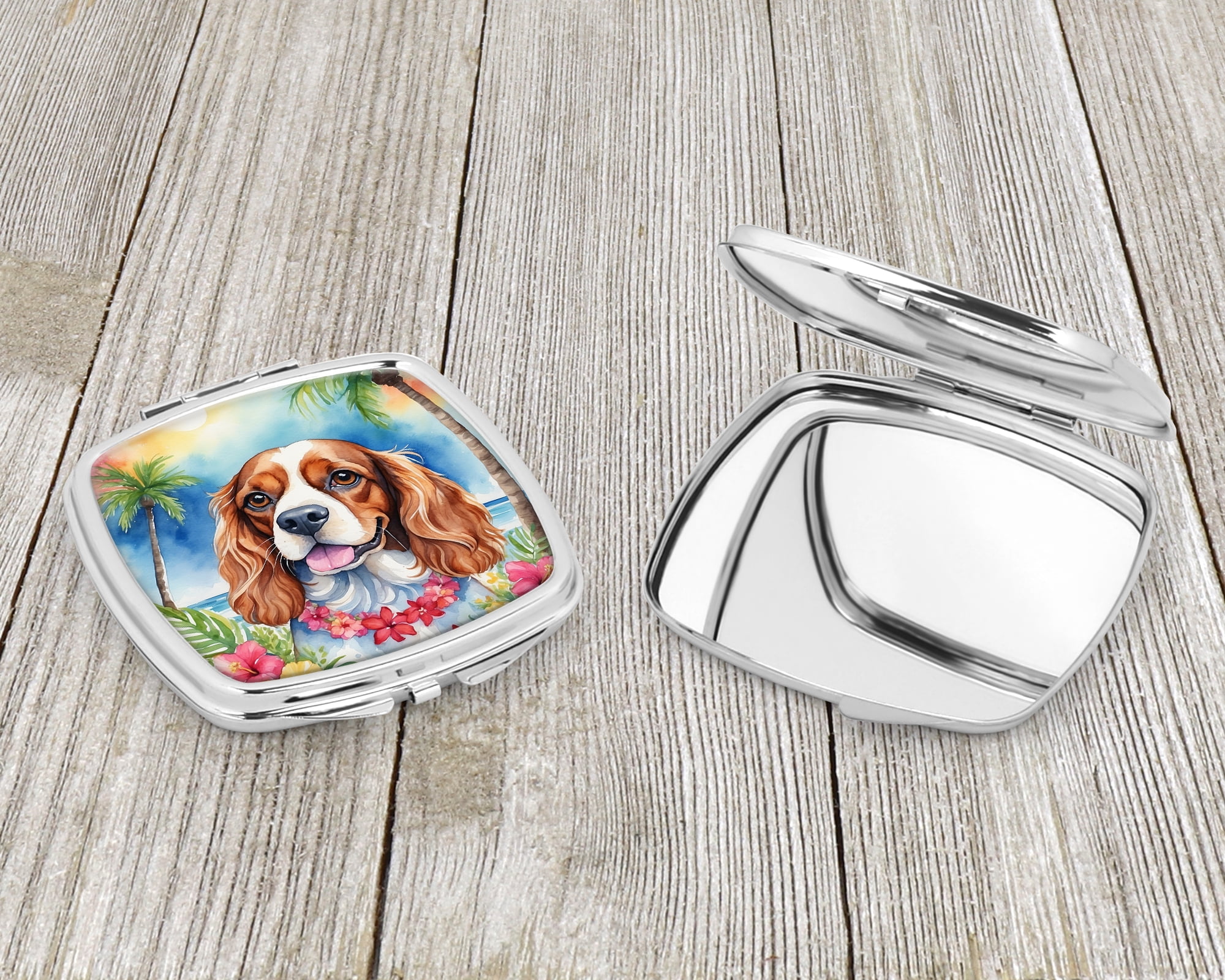 Cavalier Spaniel Luau Compact Mirror 2.75 in x 3 in