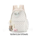 thumbnail image 2 of Polka Dots School Backpack, Cute Star Decoration Backpack with Adjustable Side Pockets, Lightweight School Bookbag with Pendant for Travel College, White, 2 of 10