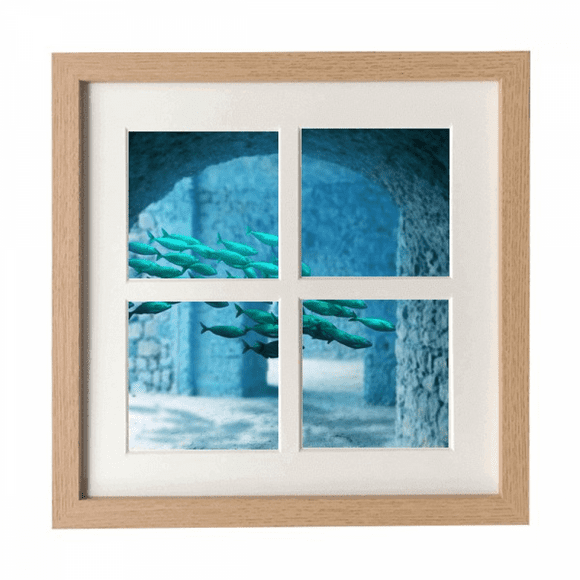 Ocean Fish Science Nature Picture Frame Wall Tabletop Display 4 Openings Picture