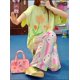 thumbnail image 1 of Pijama de franela de Anime Sanrio para mujer, pantalones flotantes de lana Kawaii en blanco y negro con dibujos animados, moda de otoño, 2023, 1 of 4