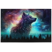 Bestwell Puzzle- Aurora Borealis Wolf Jigsaw Puzzles, 500 Piece Puzzles for Family - Fun Intellectual Decompressing Educational Games365