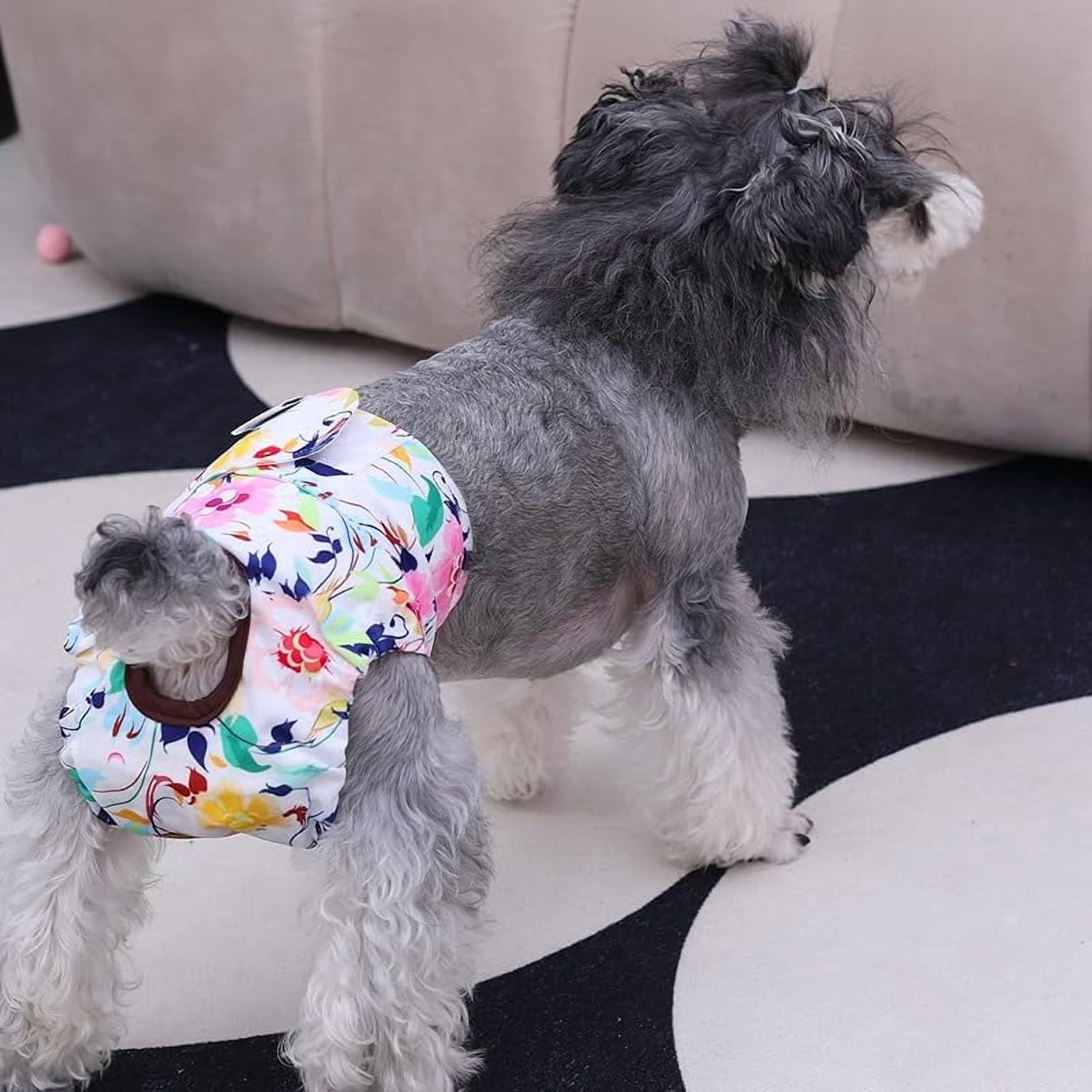 Dog Diapers Female Washable Small Medium Large 3 Pack Reusable Doggie Diapers Puppy Period Pants for Doggy Heat Cycle Peeing D14S
