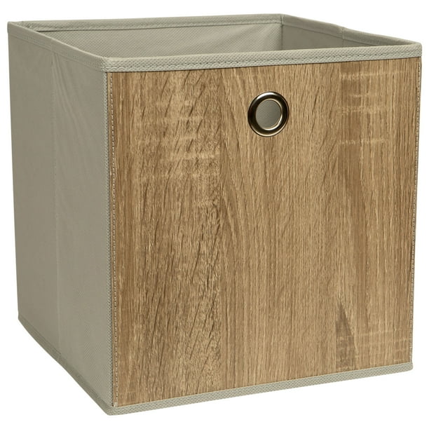 Simplify Faux Wood Storage Cube In Grey (Dims 10.5"X 10.5"X 11") (Item