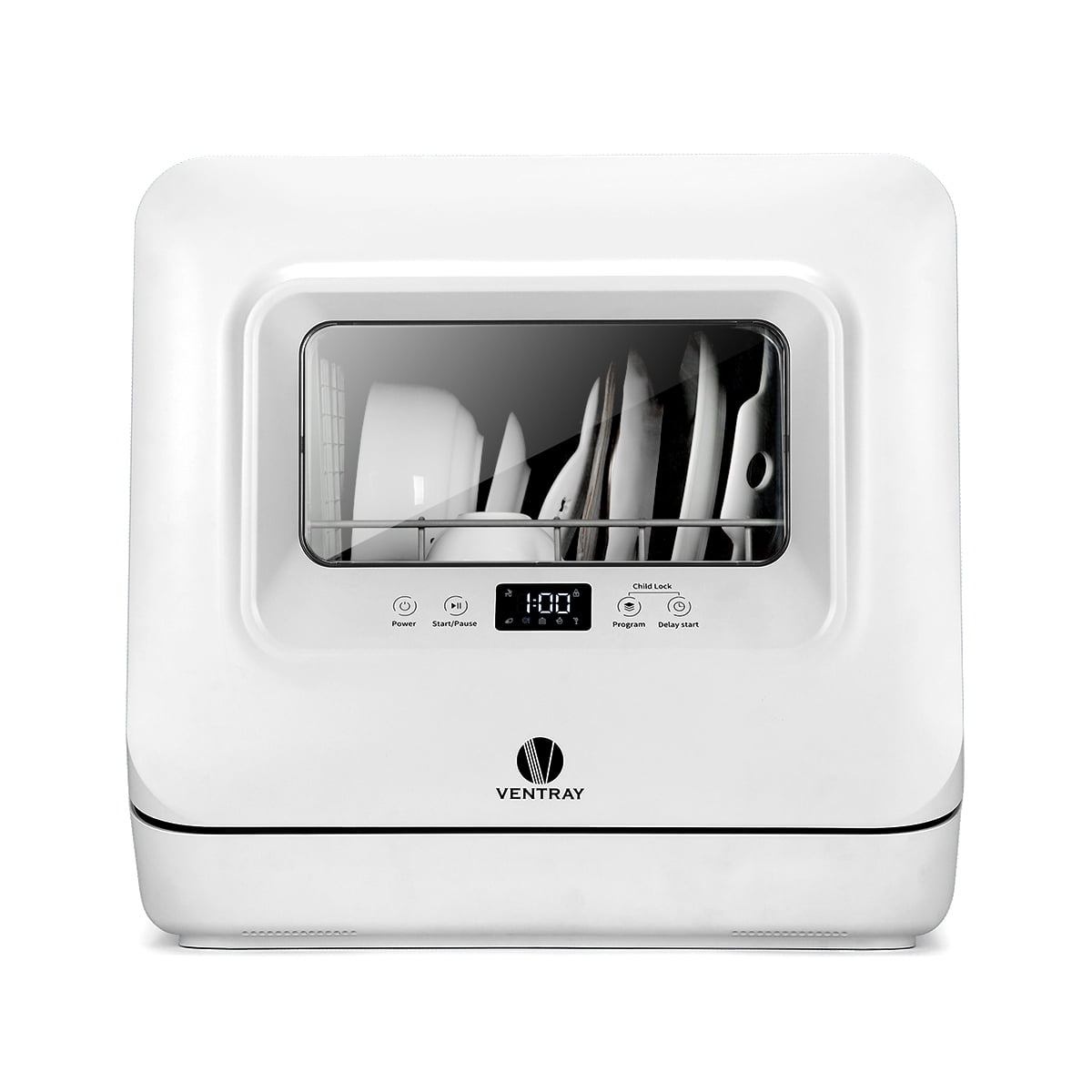Fruit Washing Hot Air-dry Storage White 5-Liter Built-in Water Tank Compact Portable Countertop Dishwasher 360° Streak-Free Deep Cleaning with Baby Care Portable Dishwasher 