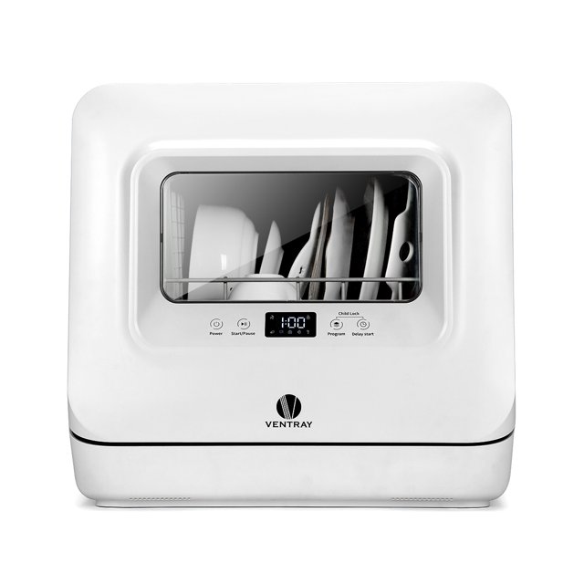 VENTRAY DW50 Portable Countertop Dishwashers,Compact Dishwasher with 5 Washing Programs, LED Digital Display, for Small Apartment, Dorms, RVs