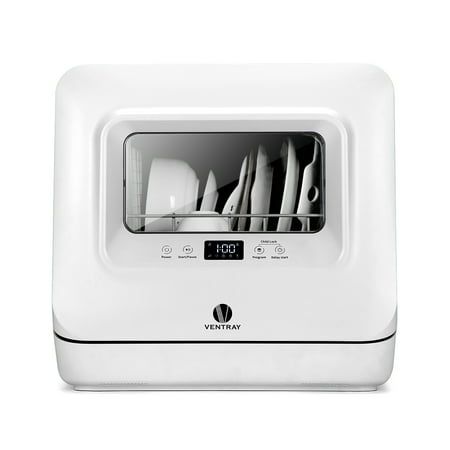 Costway Compact Countertop Dishwasher 6 Place Settings w/ 5 Washing  Programs & 24H Timer 