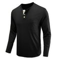 thumbnail image 2 of IROINNID Long Sleeve Shirts for Men Leisure Beefy Muscle Basic Solid Pure Color Blouse Tee Shirt Top,Black, 2 of 3
