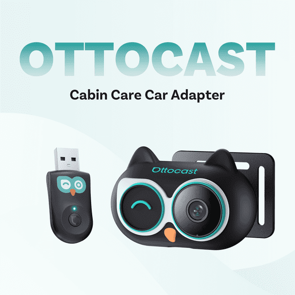 OttoCast CabinCare Wireless CarPlay Adapter with 1080P Rear Seat Camera Baby Pet Camera
