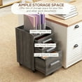 thumbnail image 3 of HOMCOM 3 Drawer Vertical File Cabinet, Mobile Filing Cabinet with Lock and Wheels for A4, Letter Size, Grey, 3 of 7
