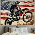 thumbnail image 2 of Orinice  Motocross Dirt Bike American Flag Tapestry Wall Art Wall Hanging Tapestry Wall Tapestry Home Decorations for Bedroom Dorm Living Room Kitchen  50x40inch, 2 of 6
