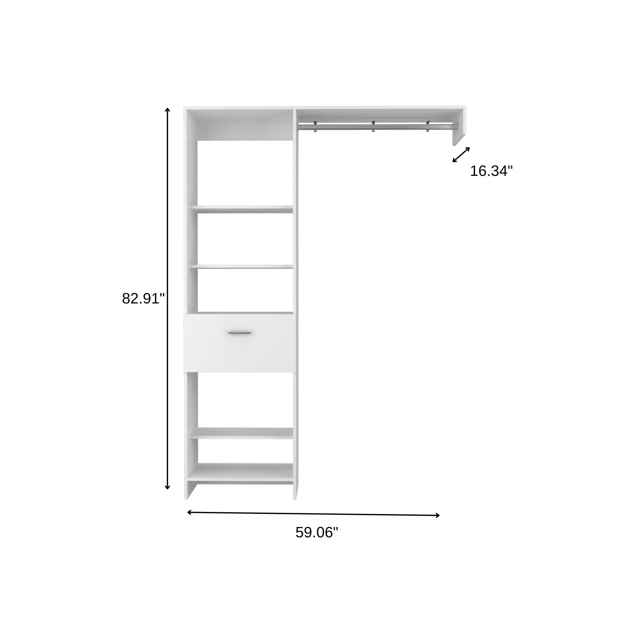 59" White Drawer Combo Dresser