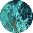 thumbnail image 1 of Ahgly Company Machine Washable Indoor Round Oriental Turquoise Blue Industrial Area Rugs, 4' Round, 1 of 4