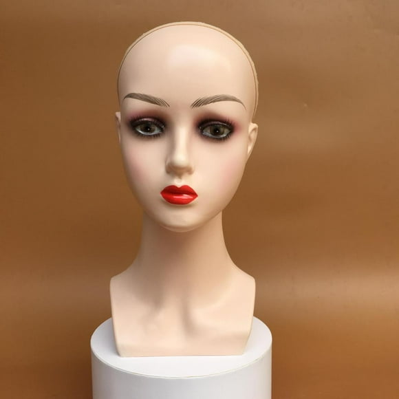 Cabeza de peluca femenina de 22'', cabeza de maniquí decorativa, modelo de peluca y sombrero Labios rojos