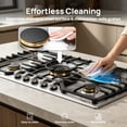 thumbnail image 2 of ROBAM 36" Gas Cooktop G515, 5 Made in Italy Brass Burners, 304 Stainless Steel Built-in Gas Stove, 20,000 BTU Tri-Ring Center Wok Burner, NG/LPG Convertible with Flame Failure Protection, 2 of 7