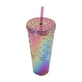 thumbnail image 2 of Mainstays 26-Ounce Sun Ray Plastic Textured Tumbler, Purple, 2 of 5