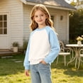 thumbnail image 4 of Girls Crewneck Raglan Sweatshirt Color Block Long Sleeve Pullover Tops Fall Clothes, 4 of 6