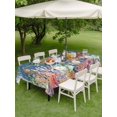 thumbnail image 4 of Outdoor Tablecloth with Umbrella Hole for Patio/Picnic/Party/Camping, Turtle Coastal Waterproof Table Cloth Rectangle Table Cover Washable, Nautical Summer Beach Coral Octopus Blue Wooden (60"x 120"), 4 of 8